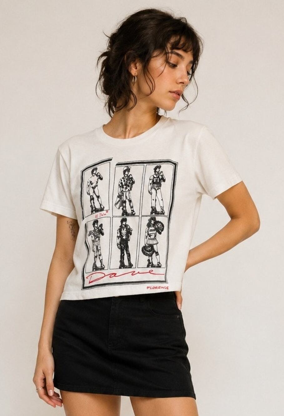 Vintage 80s Statue of David Art Florence Italy Single Stitch Baby Tee M Indie